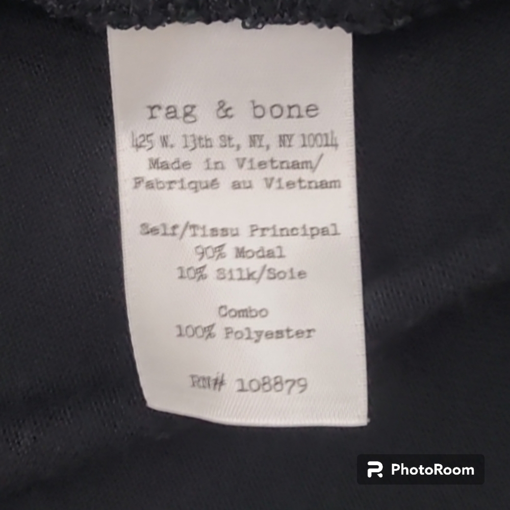 Rag & Bone Long Sleeve Modal Silk Mixed Media Distressed Top Sheer Trim Size S - Picture 3 of 10